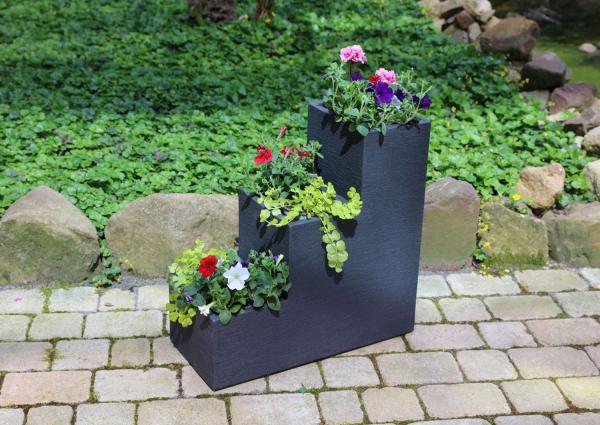 Kubus Treppentopf 59x60x27cm anthrazit Kunststoff